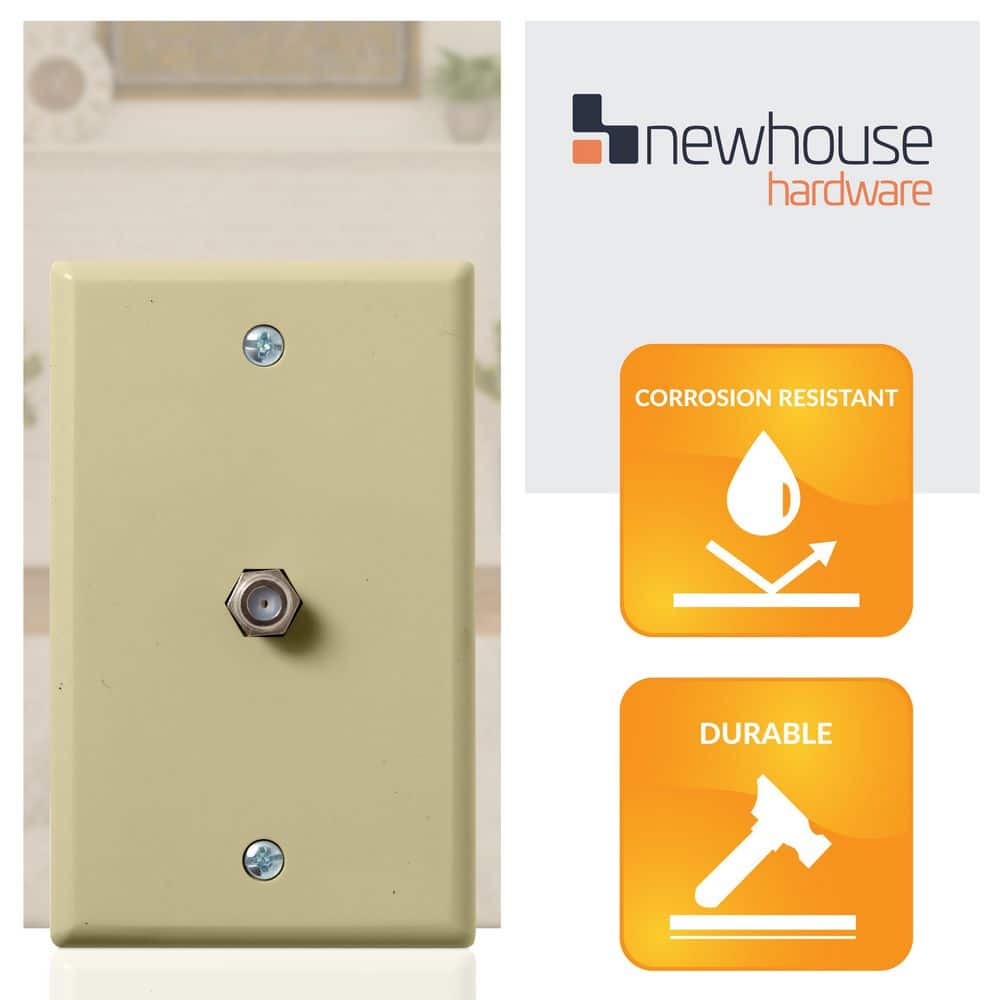 Newhouse Hardware Ivory 1-Gang TV Cable Wall Plate, F Connector, for Coax Cable, Single Port Video Wall Jack (5-Pack) (3)