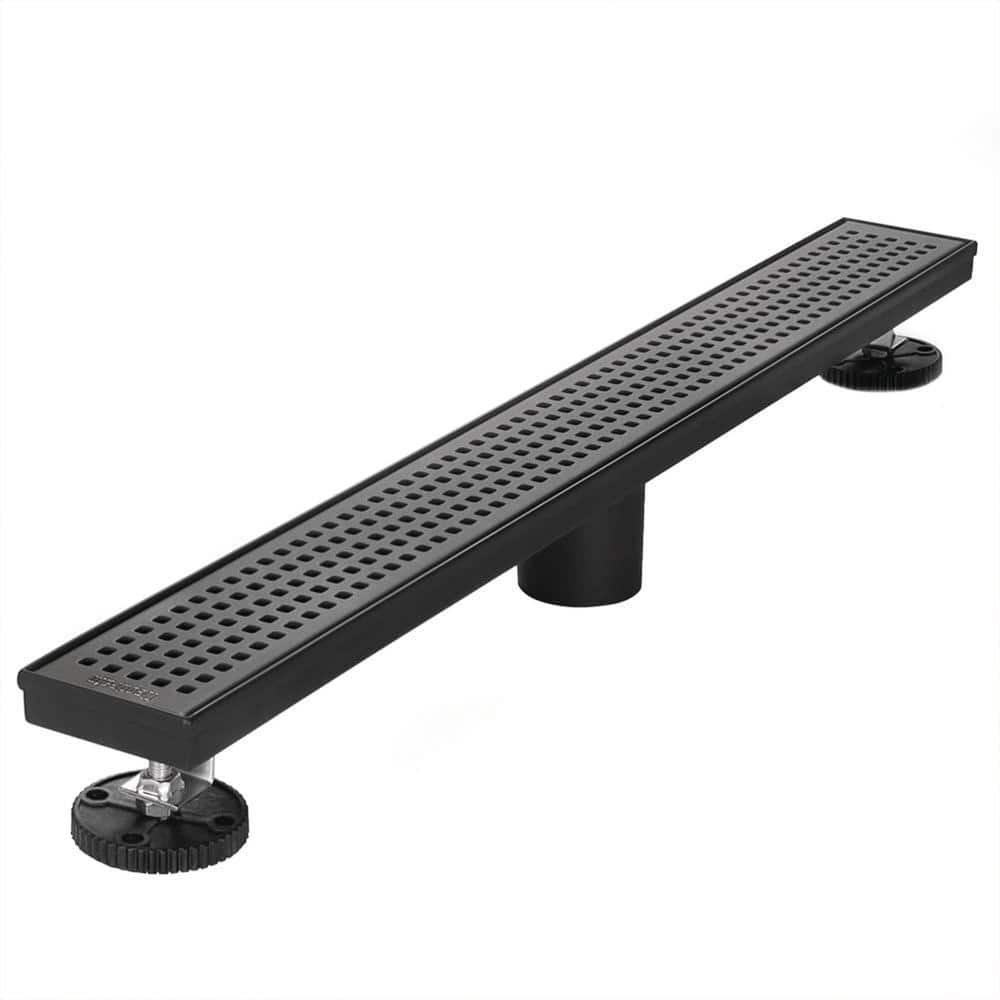 Neodrain 24 in. Stainless Steel Linear Shower Drain with Square Pattern Surface, Matte Black