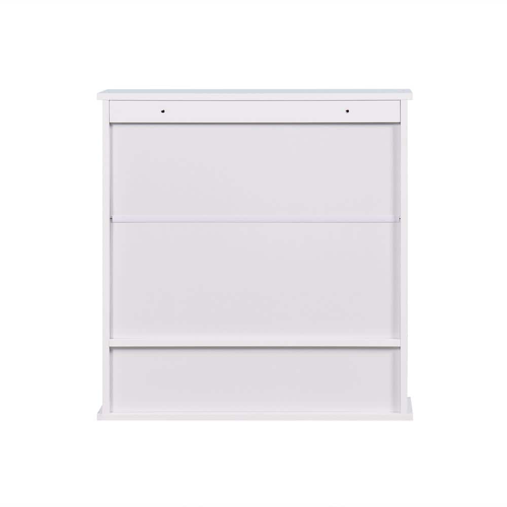 Tidoin 22.05 in. W x 5.12 in. D x 22.8 in. H White Wood Wall Mounted Bathroom Cabinet with 2 Mirror Doors and Adjustable Shelf (3)