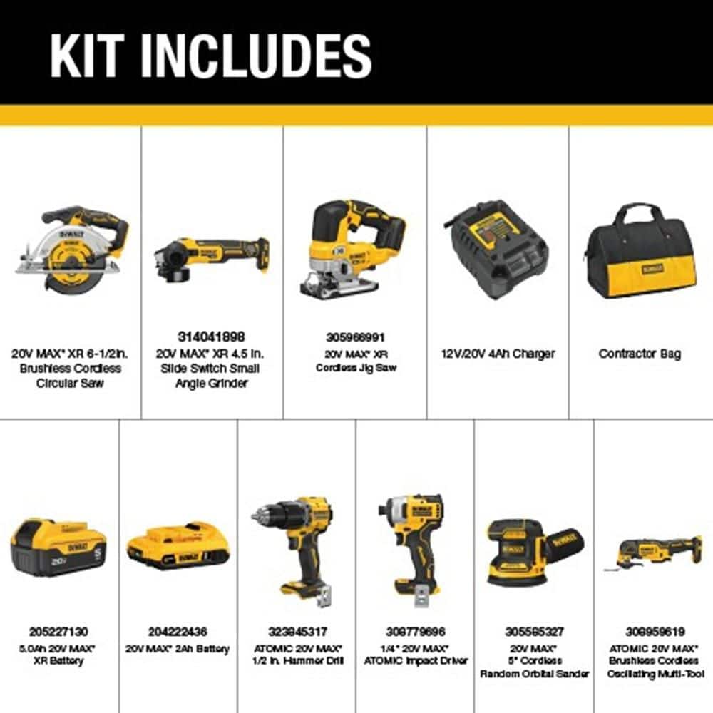 DEWALT 20V Lithium-Ion Cordless 6-Tool Combo Kit and Brushless Jigsaw with 5 Ah and 2 Ah Batteries Charger and Rolling Toolbox (2)