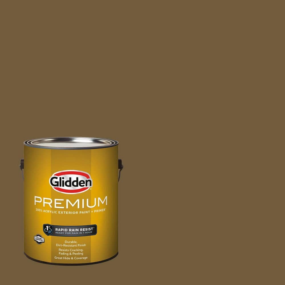 Glidden Premium 1 gal. PPG1098-7 Muddy River Satin Exterior Latex Paint (1)
