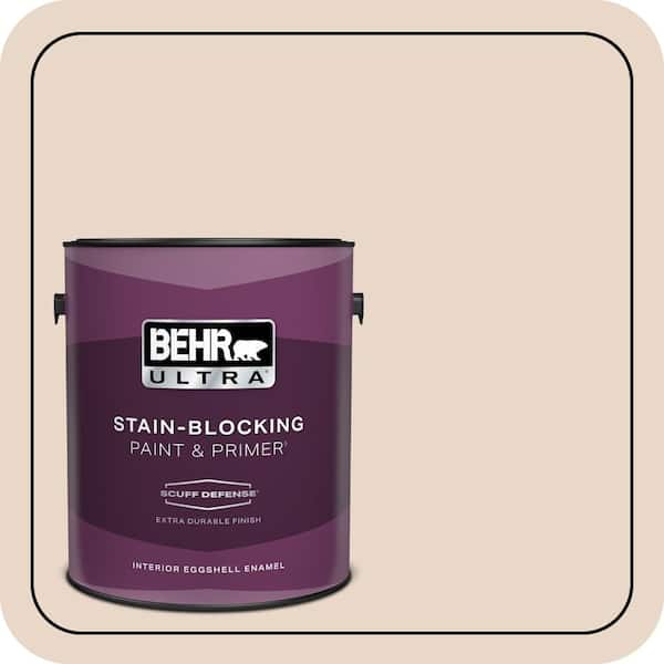 BEHR PREMIUM PLUS 5 gal. #ECC-59-2 Siesta Tan Semi-Gloss Enamel Low Odor Interior Paint & Primer (2)