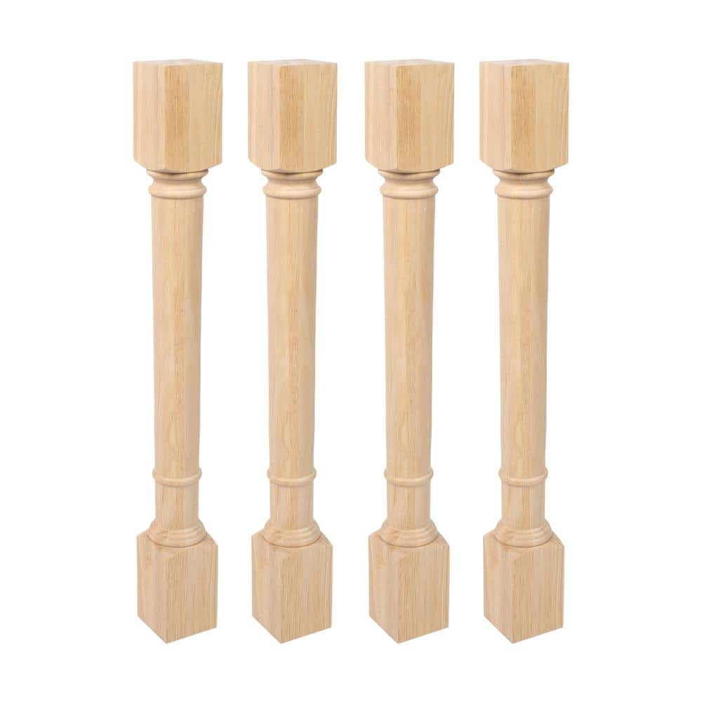 American Pro Decor Unfinished Solid North American Cherry Traditional Full Round Kitchen Island Leg (4-Pack)