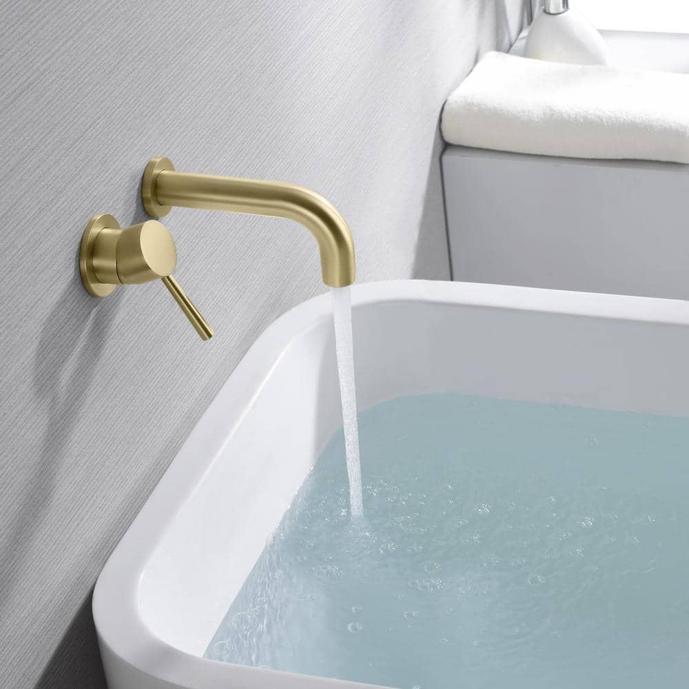 SUMERAIN Left-Handed Single Handle Wall Mount Roman Tub Faucet with Valve in Brushed Gold (3)