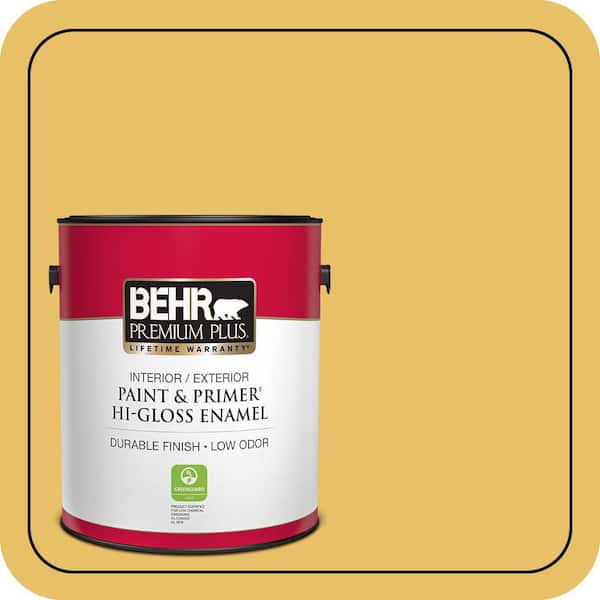 BEHR PREMIUM PLUS #360D-5 Golden Chalice Flat Low Odor & Primer (4)