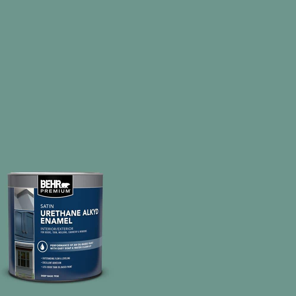 BEHR PREMIUM 1 qt. #M440-5 Lunar Tide Satin Enamel Urethane Alkyd Interior/Exterior Paint (1)
