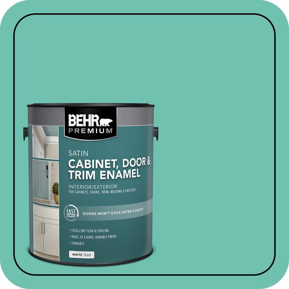 BEHR PREMIUM 1 gal. #P440-4 March Aquamarine Satin Enamel Interior/Exterior Cabinet, Door & Trim Paint