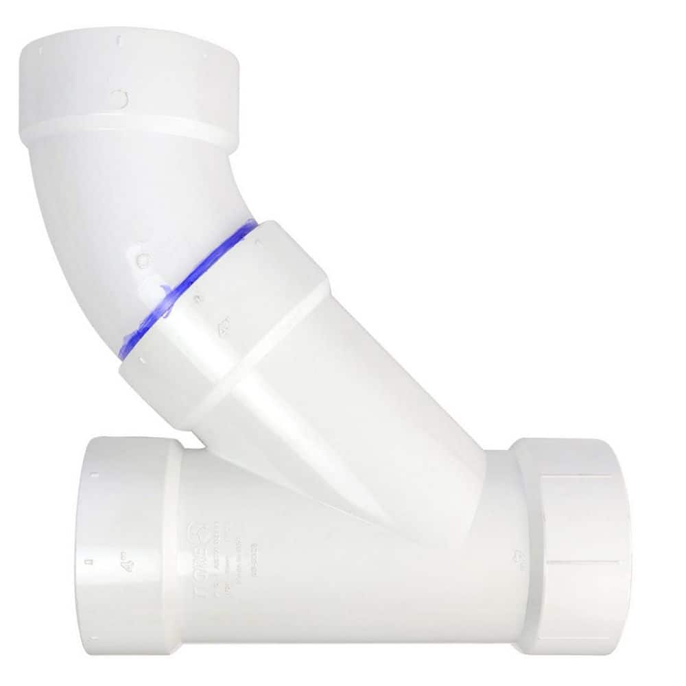 PLUMBFLEX 3 in. PVC DWV Combination Wye and 1/8 Bend 45° Elbow Hub, White PVC Drain, Waste and Vent Fitting, (10 Pack)