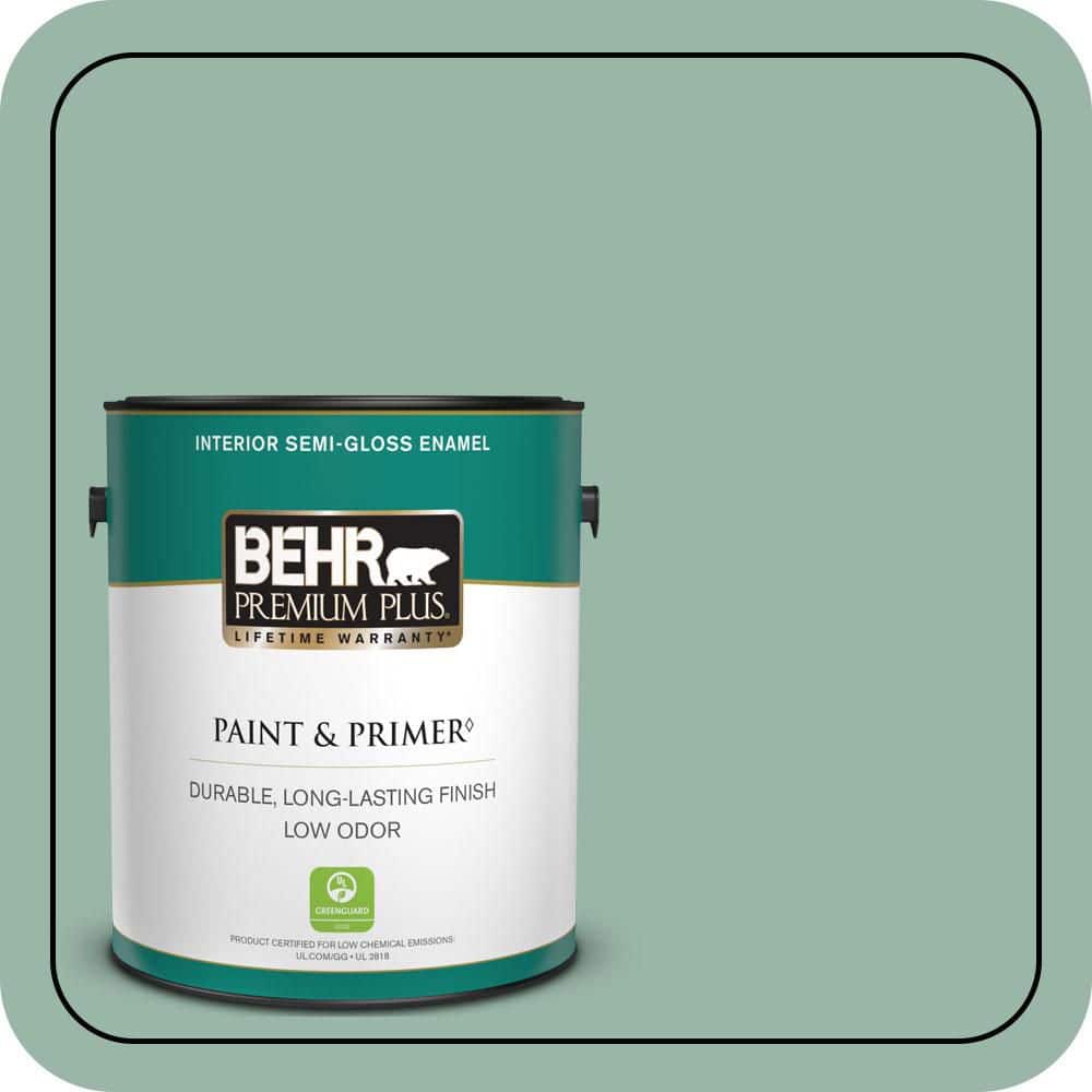 BEHR PREMIUM PLUS 1 gal. #S420-3 Nile River Semi-Gloss Enamel Low Odor Interior Paint & Primer