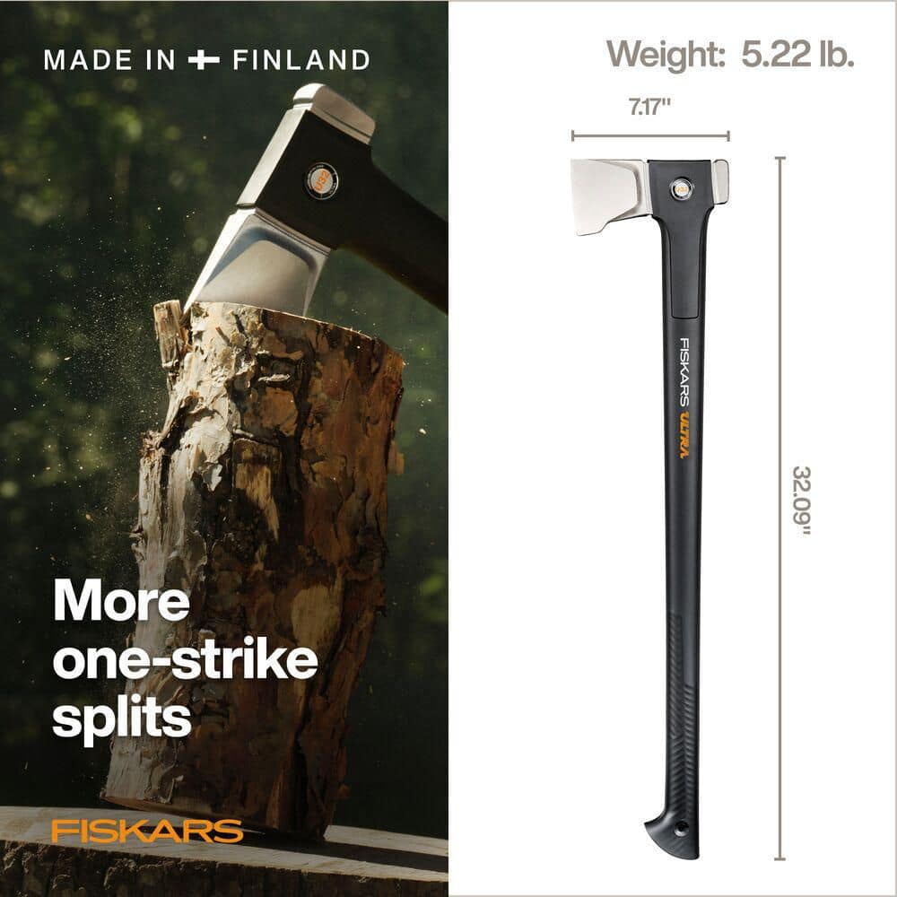 Fiskars 5.2 lbs. Ultra Splitting Axe U32 with 30 in. FiberComp Handle (3)