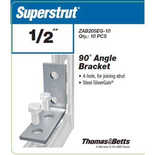 Superstrut 4-Hole 90 Degree Angle Strut Bracket - Silver Galvanized (ZAB205EG-10) (2)