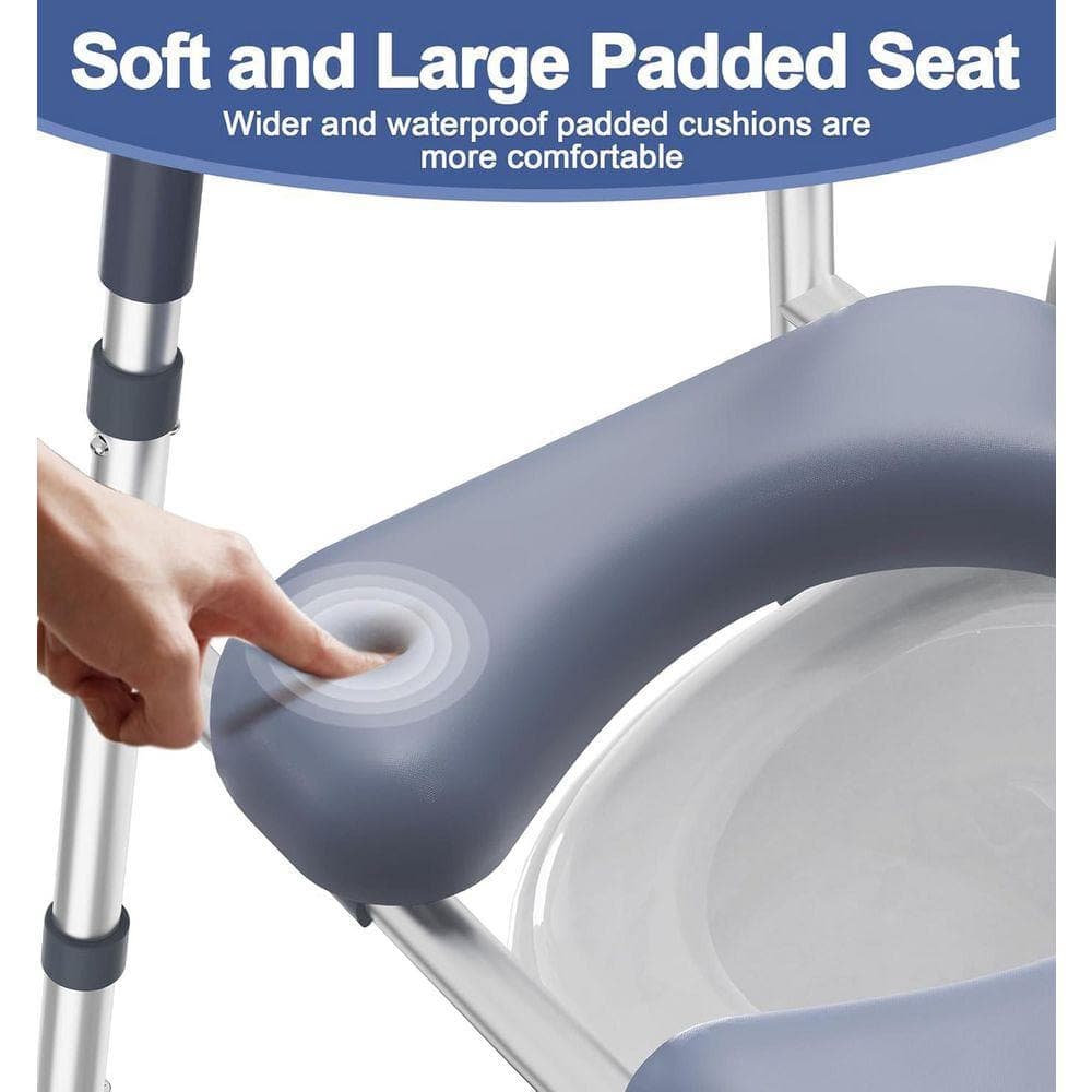 SenQWFa 17 in. x 17.5 in. Adjustable Toilet Seat Risers with Handles & Padded Seat for Elderly, Handicap in Blue (2)