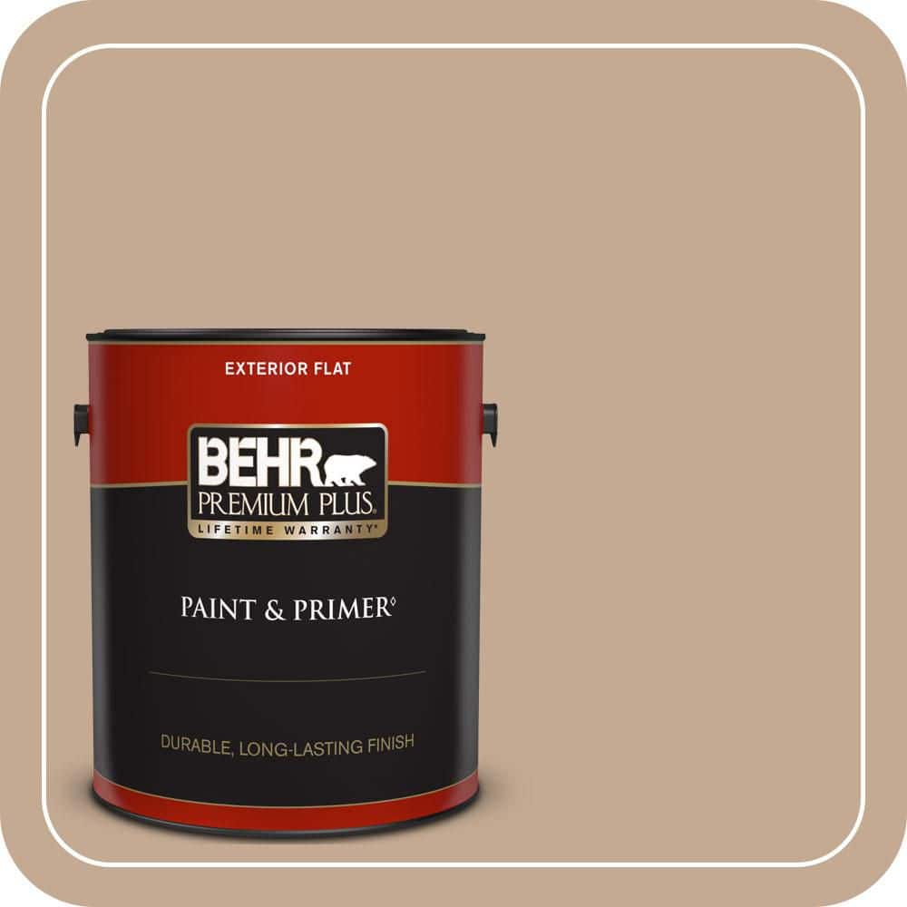 BEHR PREMIUM PLUS 1 gal. #MQ2-40 French Pastry Flat Exterior Paint & Primer