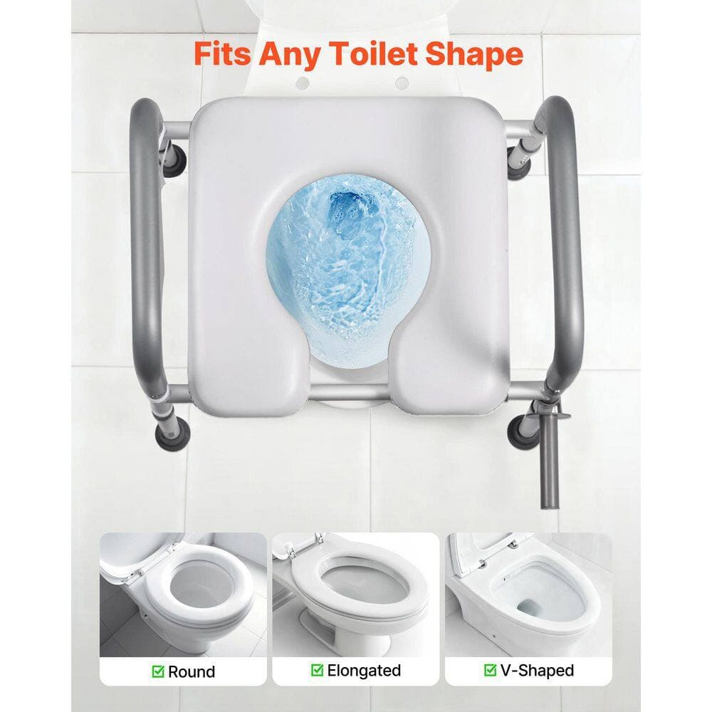 VEVOR Raised Toilet Seat with Arms, 400 lbs. Load Capacity, Adjustable Height and Width with Handles for Seniors (3)