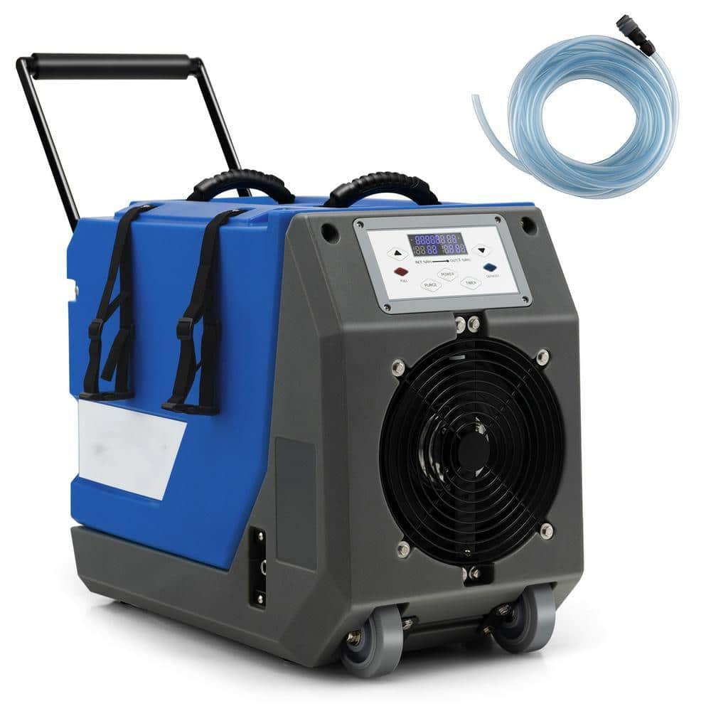 HONGGE 180 pt Commercial Dehumidifier with Pump Drain Hose and Wheels-Blue