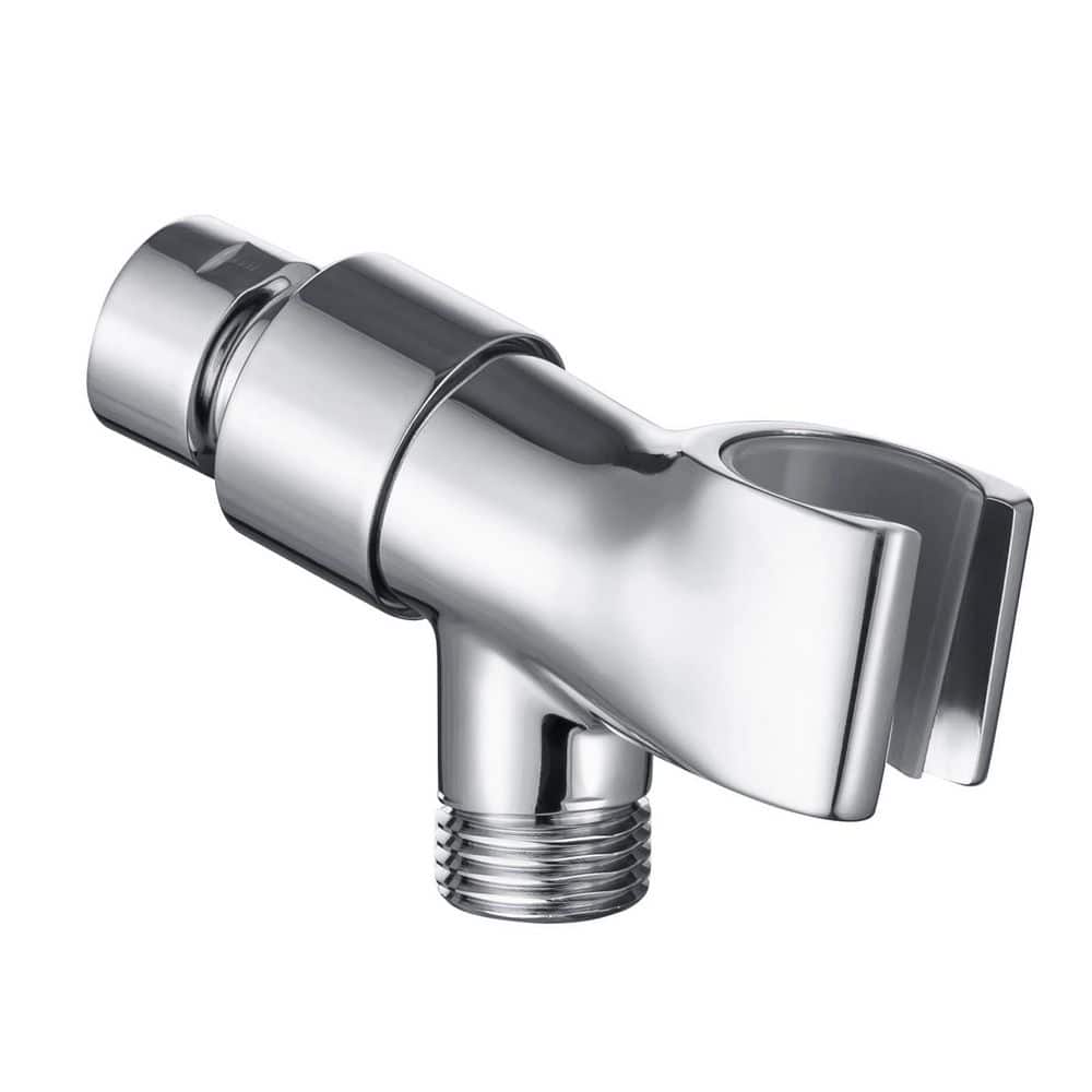 Wudkey Heavy Duty 1-Piece Metal Shower Head Holder with 360° Swivel Ball Joint and Tool-Free Installation in Chrome (1)