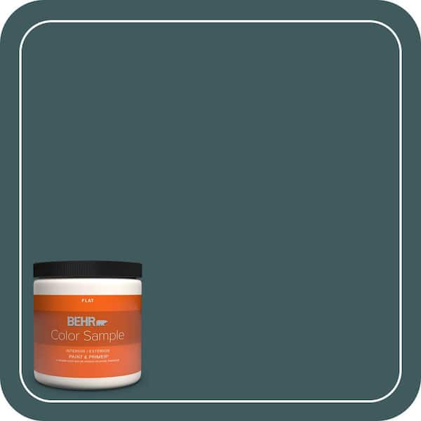 BEHR PREMIUM PLUS 8 oz. #510F-7 Teal Forest Flat Interior/Exterior Paint & Primer Color Sample (2)
