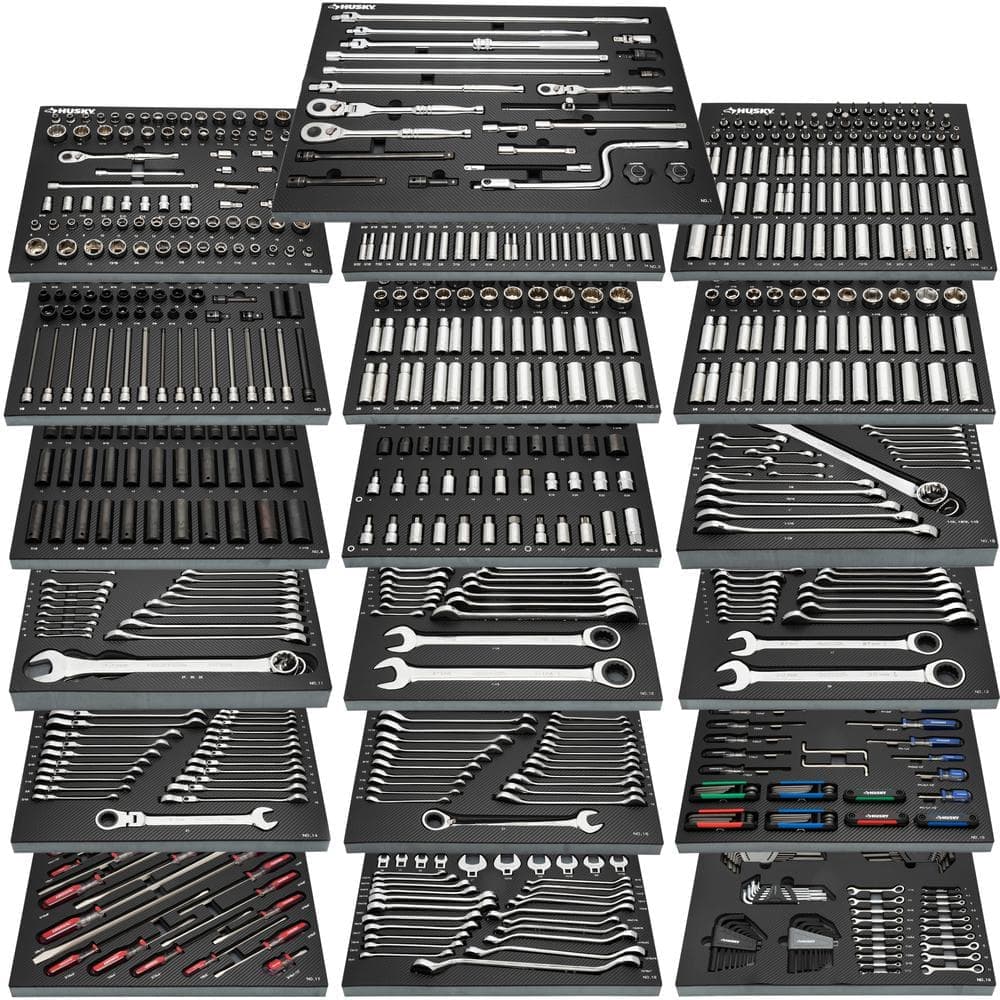 Husky 1025-Piece SAE/Metric Master Mechanics Tool set with Impact Sockets and Foam Storage Trays (1)
