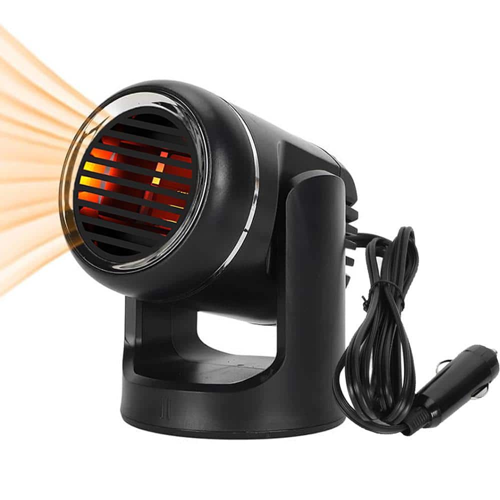 Ahfiwaso Portable Black Car Heater, 2 in 1 Heating & Cooling Fan Rotatable Demister Defroster with 4.92 ft. Cord