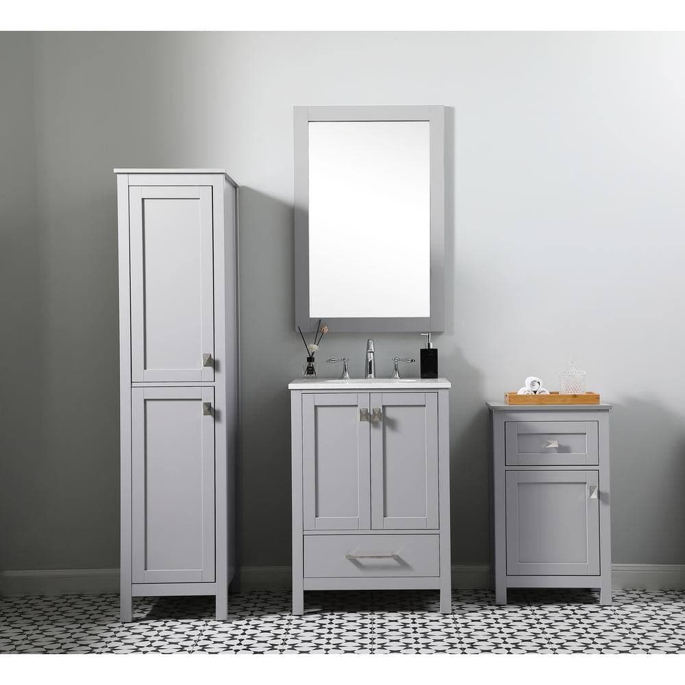 Unbranded Timeless Home 18 in. W x 13 in. D x 30 in. H Gray Freestanding Linen Cabinet (2)