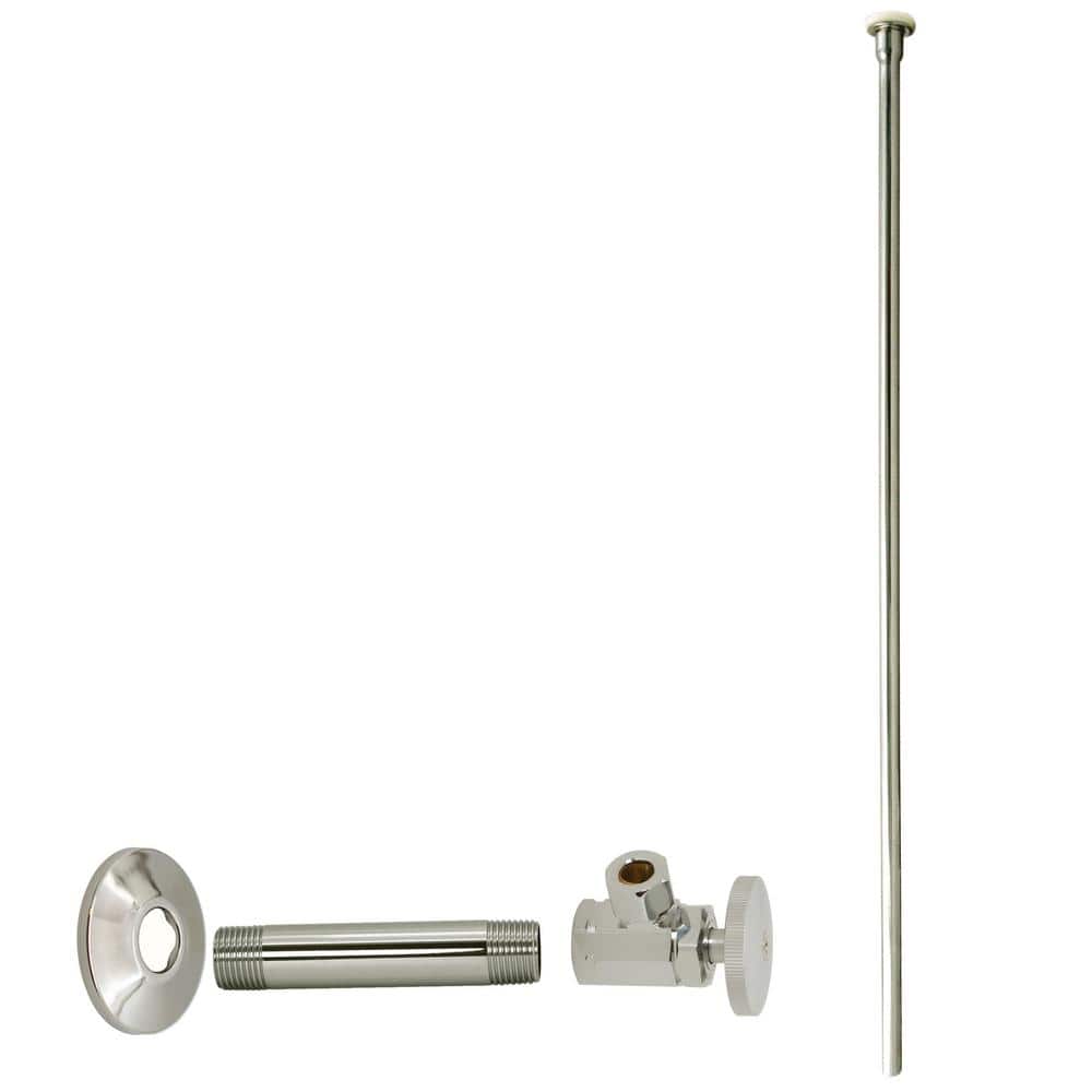 Westbrass 1/2 in. IPS 3/8 in. OD 20 in. Flat Head Supply Line Kit with Round Handle Angle Shut Off Valve