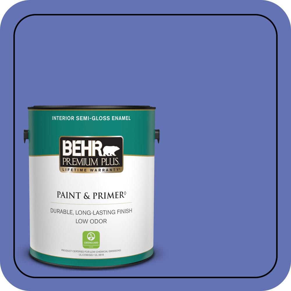 BEHR PREMIUM PLUS 1 gal. #P540-6 Wild Pansy Semi-Gloss Enamel Low Odor Interior Paint & Primer (1)