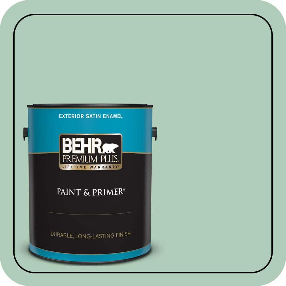 BEHR PREMIUM PLUS 1 gal. #T13-12 Jazzy Jade Satin Enamel Exterior Paint & Primer