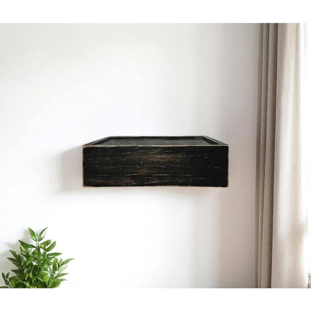 HomeRoots 10 in. W x 3 in. H x 10 in. D Wood Square Shelf in Black (3)