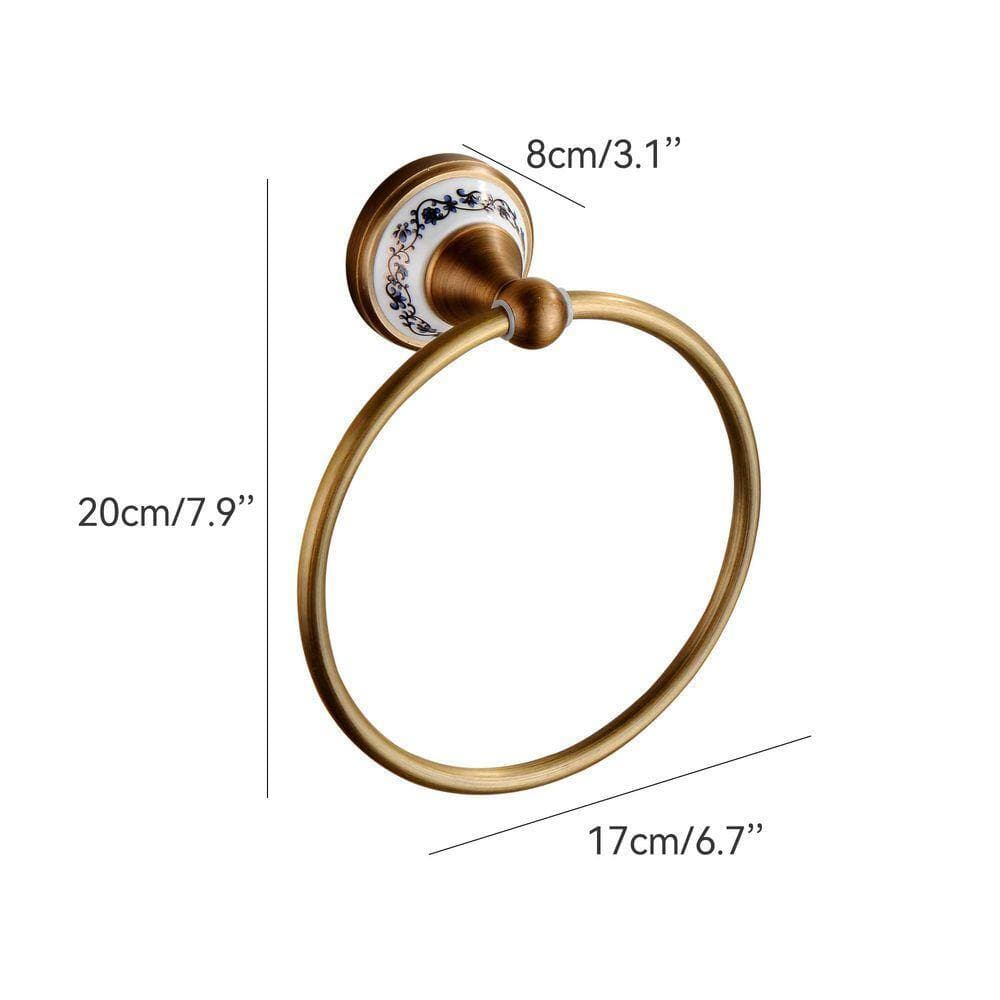 Unbranded Wall Mounted Brass Towel Ring Holder Antique Brushed Bronze Porcelain Design Bathroom Kitchen Accessories (3)