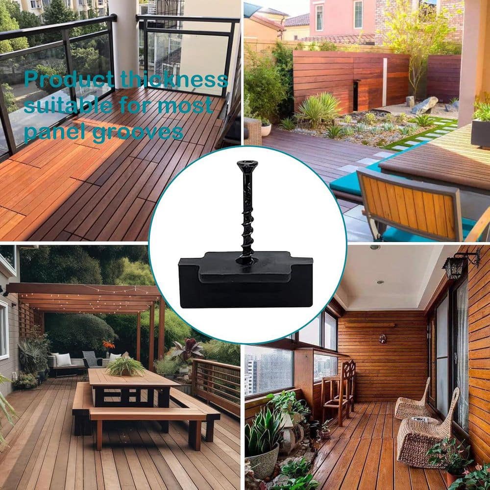 Afoxsos ABS Black Hidden Deck Fasteners with Stainless Steel Screws for Composite Decking Boards (1000-Pack) (2)