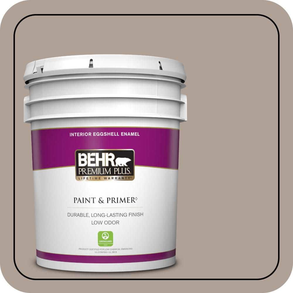 BEHR PREMIUM PLUS 5 gal. #N180-4 Moleskin Eggshell Enamel Low Odor Interior Paint & Primer