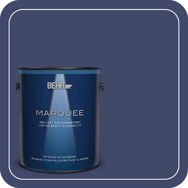 BEHR MARQUEE 1 gal. #PPU15-01 Nobility Blue One-Coat Hide Satin Enamel Interior Paint & Primer (2)