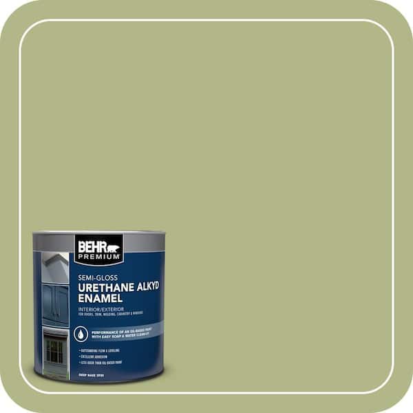 BEHR PREMIUM 1 qt. #PPU10-7 Lima Green Semi-Gloss Enamel Urethane Alkyd Interior/Exterior Paint (2)
