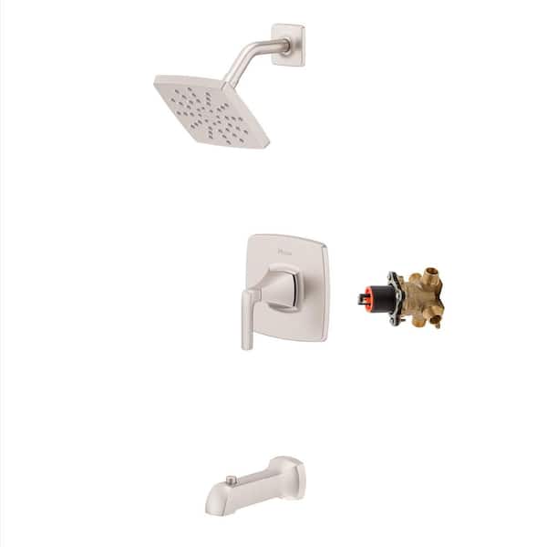 Pfister Bruxie 1-Handle 1-Spray Tub and Shower Faucet 1.8 GPM in Spot Defense Brushed Nickel (Valve Included) (2)