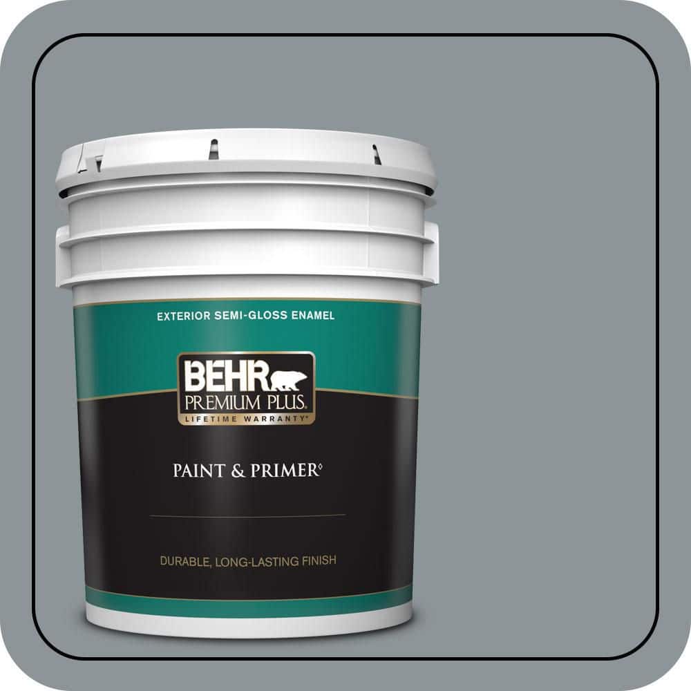 BEHR PREMIUM PLUS 5 gal. #N450-4 Moonquake Semi-Gloss Enamel Exterior Paint & Primer