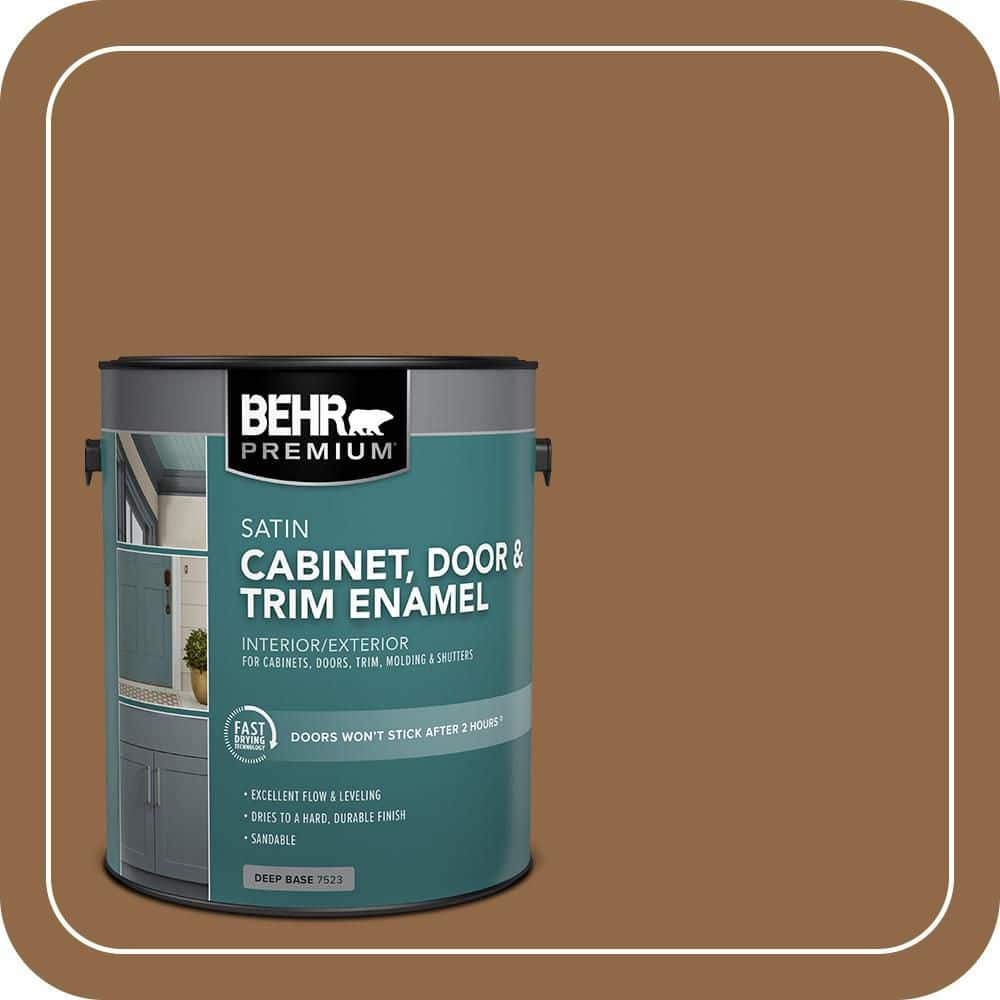 BEHR PREMIUM 1 gal. #SC-115 Antique Brass Satin Enamel Interior/Exterior Cabinet, Door & Trim Paint
