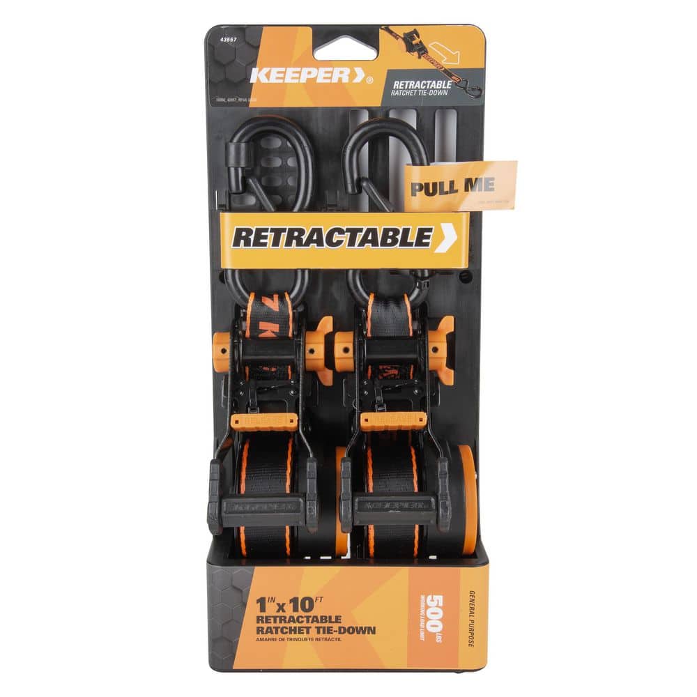 Keeper 1 in. x 10 ft. Retractable Ratchet Tie Down (2-Pack) (4)