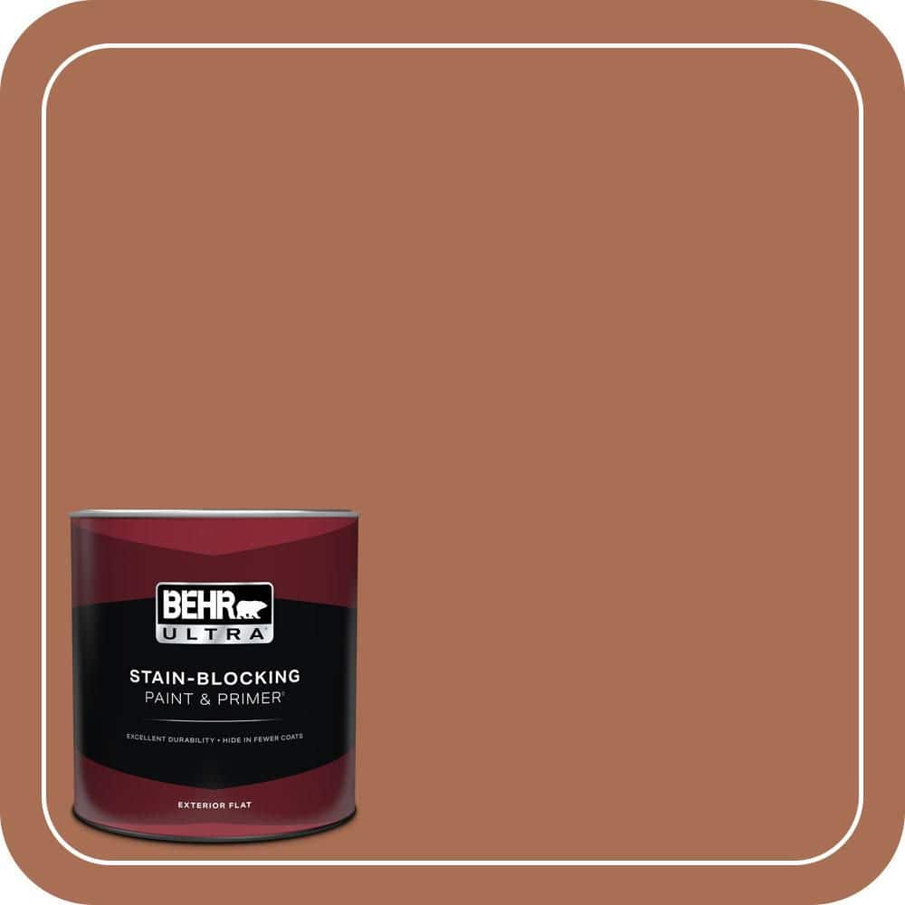 BEHR ULTRA 1 qt. #MQ1-28 Orange Flambe Flat Exterior Paint & Primer