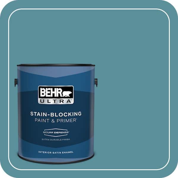 BEHR ULTRA 1 gal. #520F-5 Harbor Extra Durable Satin Enamel Interior Paint & Primer (2)