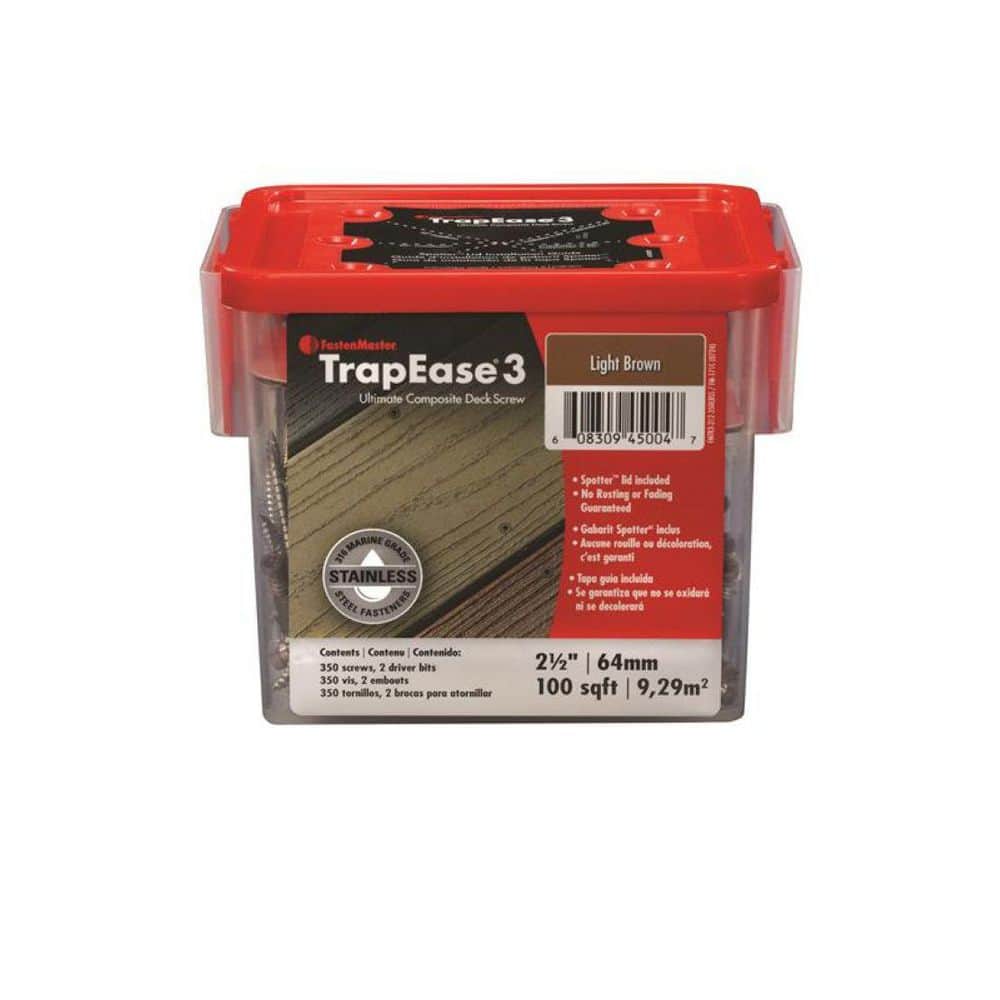 Unbranded Trap Ease 3-Stainless 2.5 in. Torx Trim Head Composite Deck Screw-350-Pieces Box Light Brown ASTM