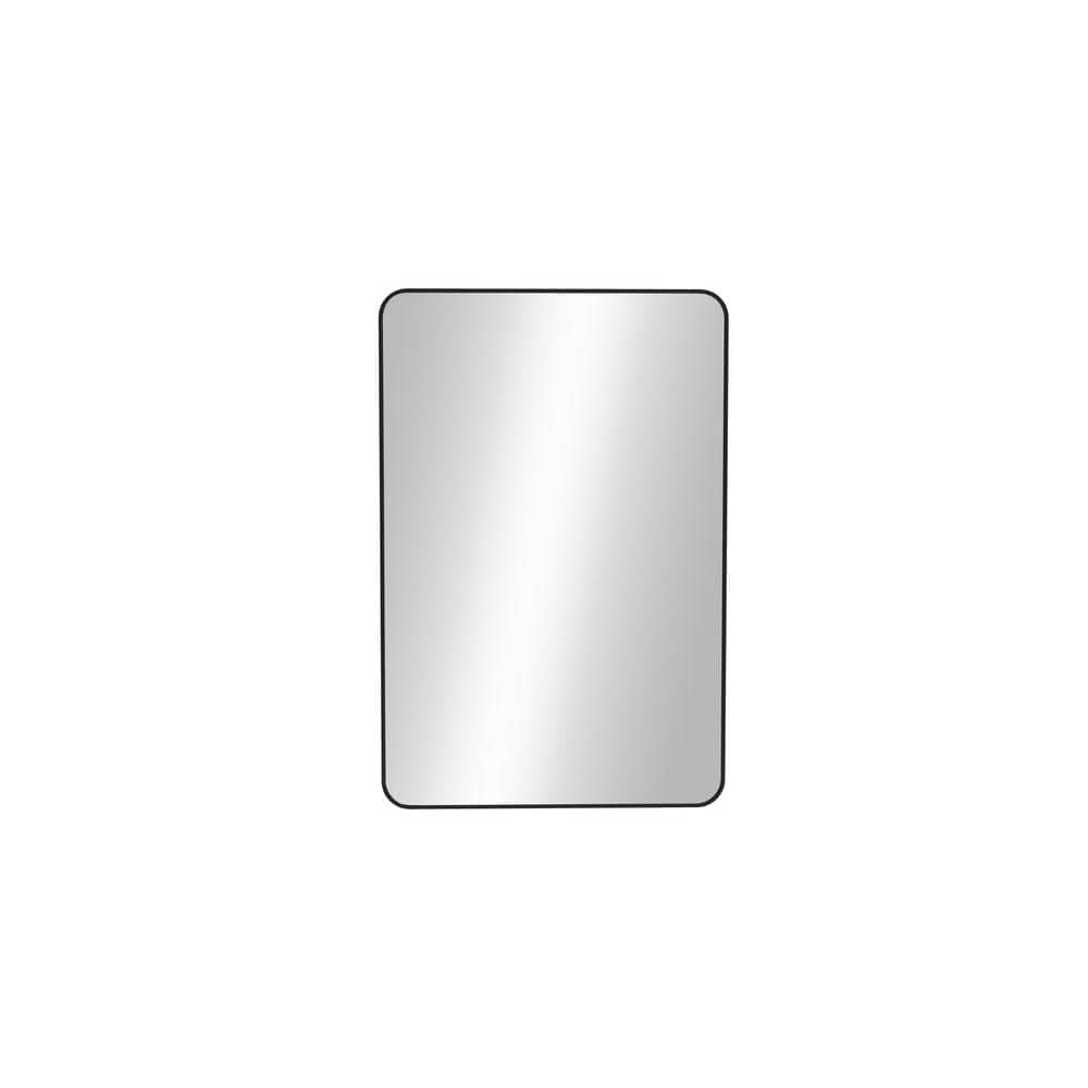 Home Decorators Collection 24 in. W x 36 in. H Round Corner Rectangular Aluminum Framed Wall Bathroom Vanity Mirror in Black (Screws Not Included)