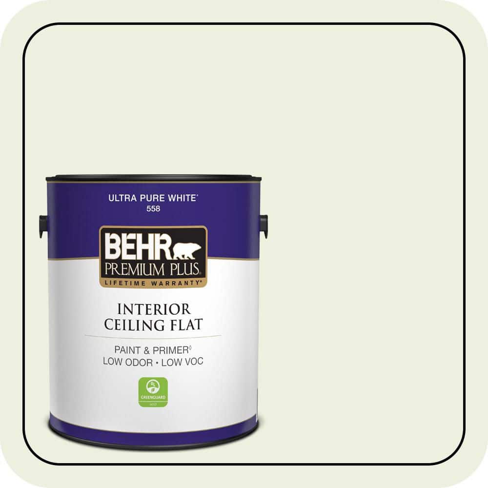 BEHR PREMIUM PLUS 1 gal. #M360-1 Glisten Green Ceiling Flat Interior Paint & Primer (1)
