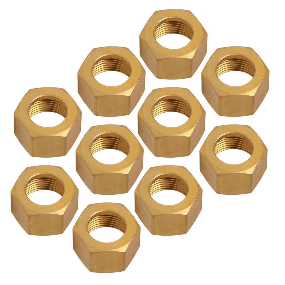 PLUMBFLEX 1/4 in. OD Compression Nut Brass for Use with Potable Water, Instrumentation, Hydraulic and Pneumatic Systems, 10-Pack (1)