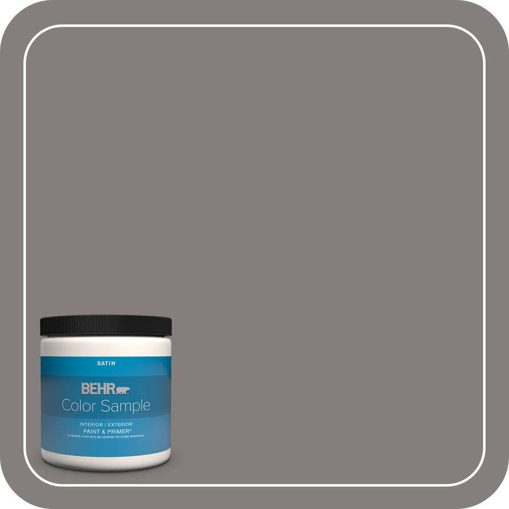 BEHR PREMIUM PLUS 8 oz. #PPU18-17 Suede Gray Satin Enamel Interior/Exterior Paint & Primer Color Sample