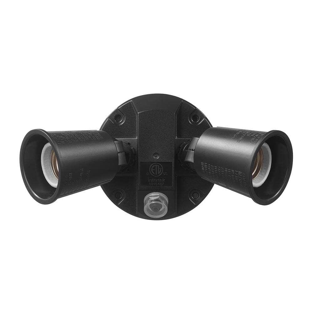 Defiant PAR Black Dusk-to-Dawn Activated Wired Outdoor 2-Head Security Flood Light (2)