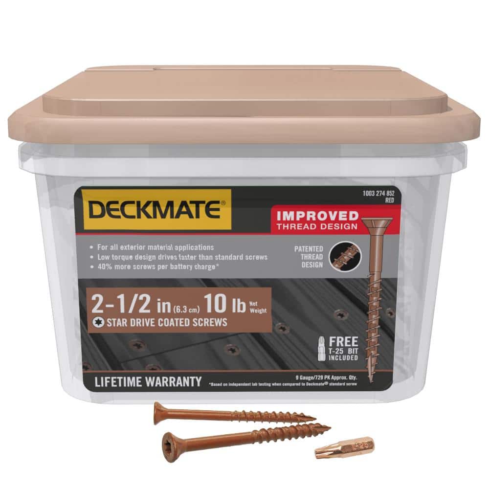 DECKMATE 2-1/2 in. Red Exterior Self-Starting Star Flat-Head Wood Deck Screws #9 (10 lbs./870 pcs)