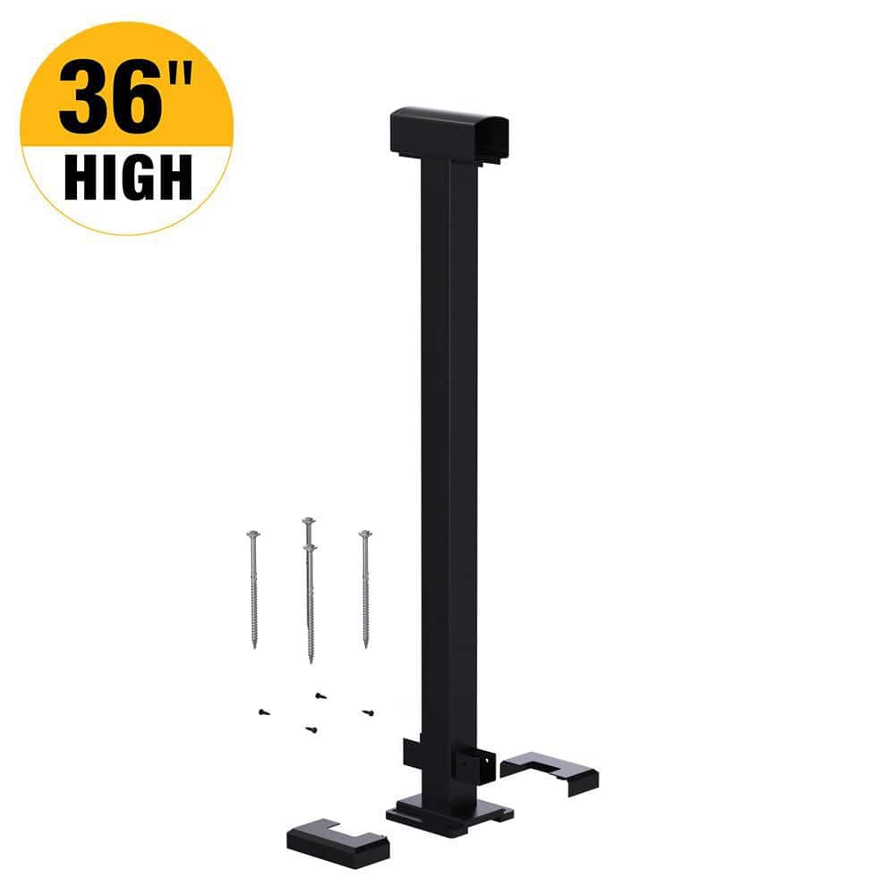 PEAK Aluminum Railing 36 in. H x 4-11/16 in. W Matte Black Aluminum Deck Railing Mid Post (1)