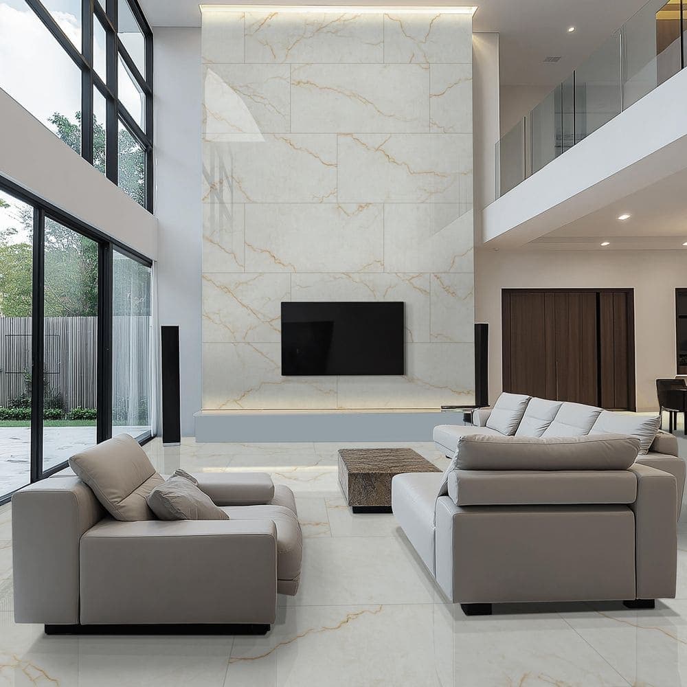 MSI Amari Gold 24 in. x 48 in. Polished Porcelain Marble Look Floor and Wall Tile (24 sq. ft. /Case) (4)