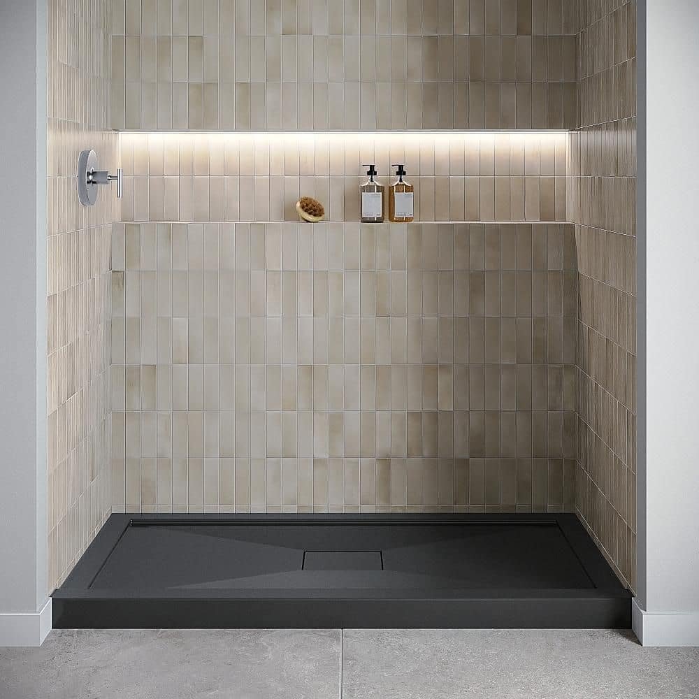 Streamline GB-2533-136-BL 60 in. 32 in. Alcove Acrylic Shower Pan Base with Drain, Drain Included (2)