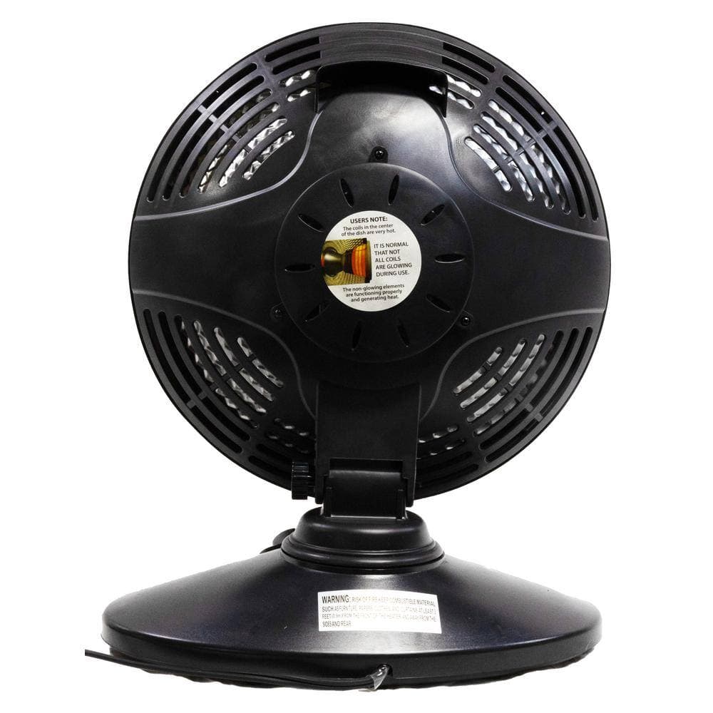 Comfort Glow 700-Watt/1000-Watt Oscillating Parabolic Radiant Solar Disc Electric Heater, Overheat, Tip Over, Tilt, Handle, Black (3)